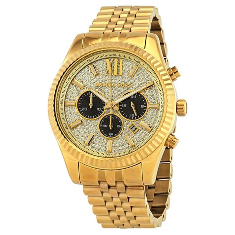 michael kors men's lexington gold-tone watch mk8494|Michael Kors leather watch.